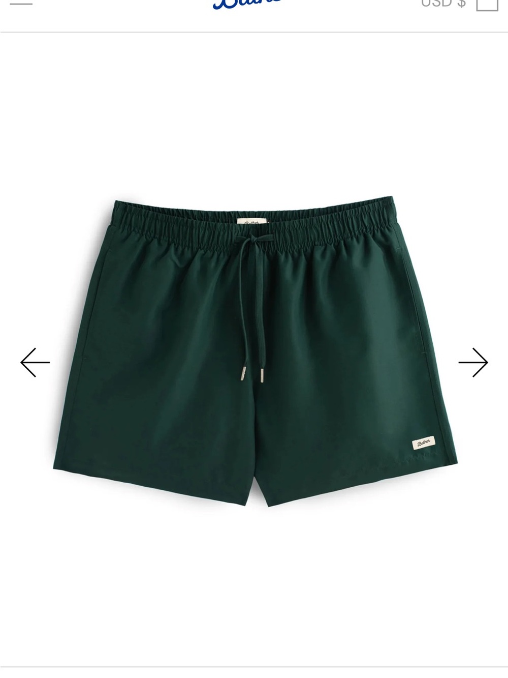 Bather Solid Pine Swim Trunks Men’s Large Green